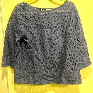 Elegant Lace Women's Top - Navy